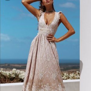 GOLD ON THE CEILING MAXI DRESS CHAMPAGNE